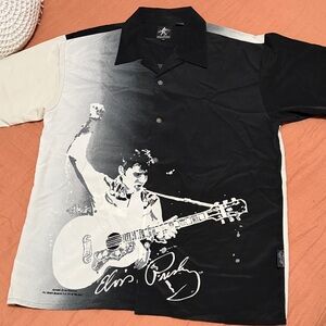 Elvis Presley Graphic Button-Up Shirt – Men’s XL